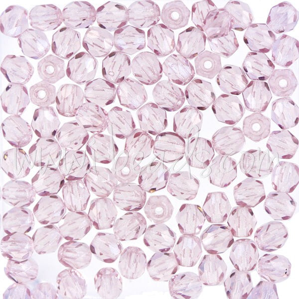 Vente au détail Perles facettes de bohàÂ¨me light amethyst 4mm (100)