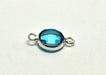 Acheter en gros Joli connecteur bleu clair rond en verre à facette sertis laiton argent 15x9x5 mm