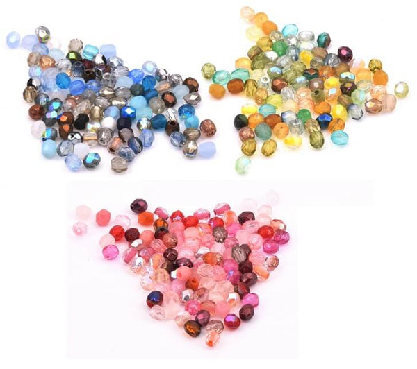 Lot De 100 Perles Facettées Preciosa 'Sun' 4mm - Bohème, Pour Création De Bijoux